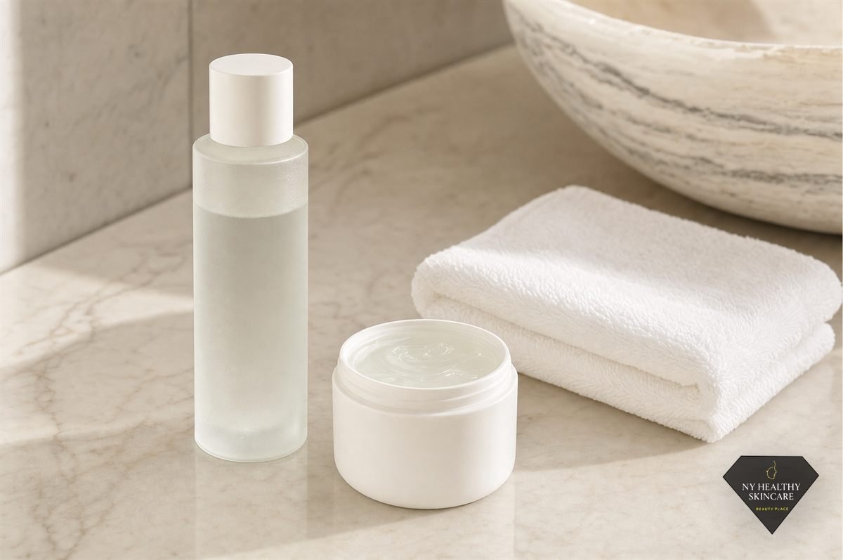 Salicylic acid cleanser and non-comedogenic moisturiser used as aftercare between deep cleansing facials