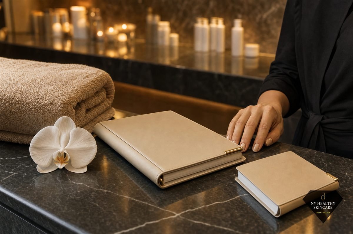 Appointment planner used to schedule facials every four to six weeks at a Midtown NYC skincare studio